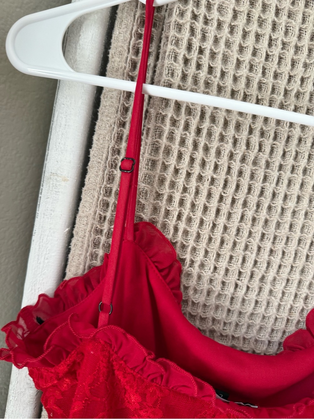 bebe Red Lace Ruffle Slip Dress - Picture 6 of 7
